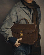 -SPECIAL- “BALENCIAGA” 80’s-90’s suede touch top handle flap bag