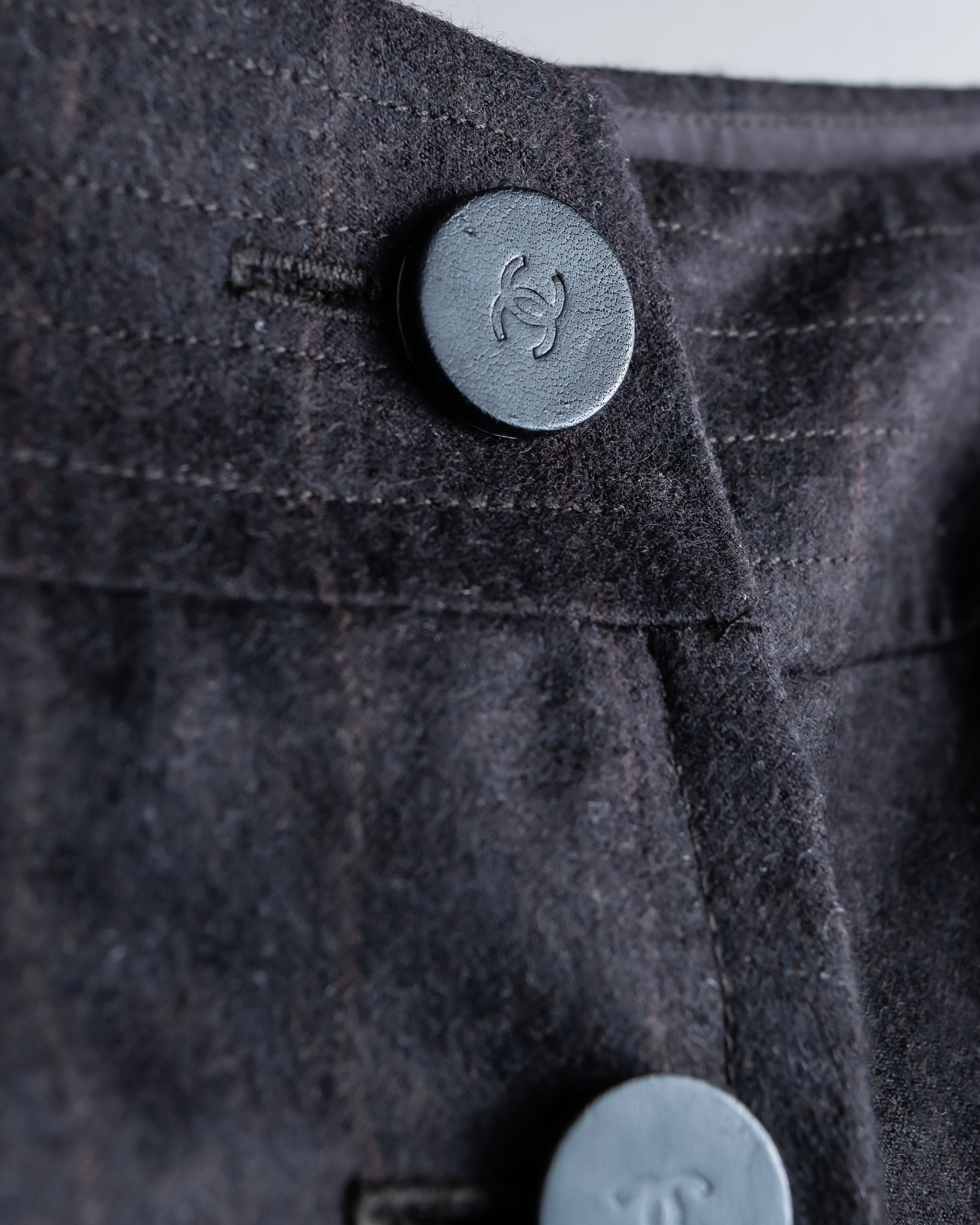 "CHANEL" Shadow stripe midi wrap skirt