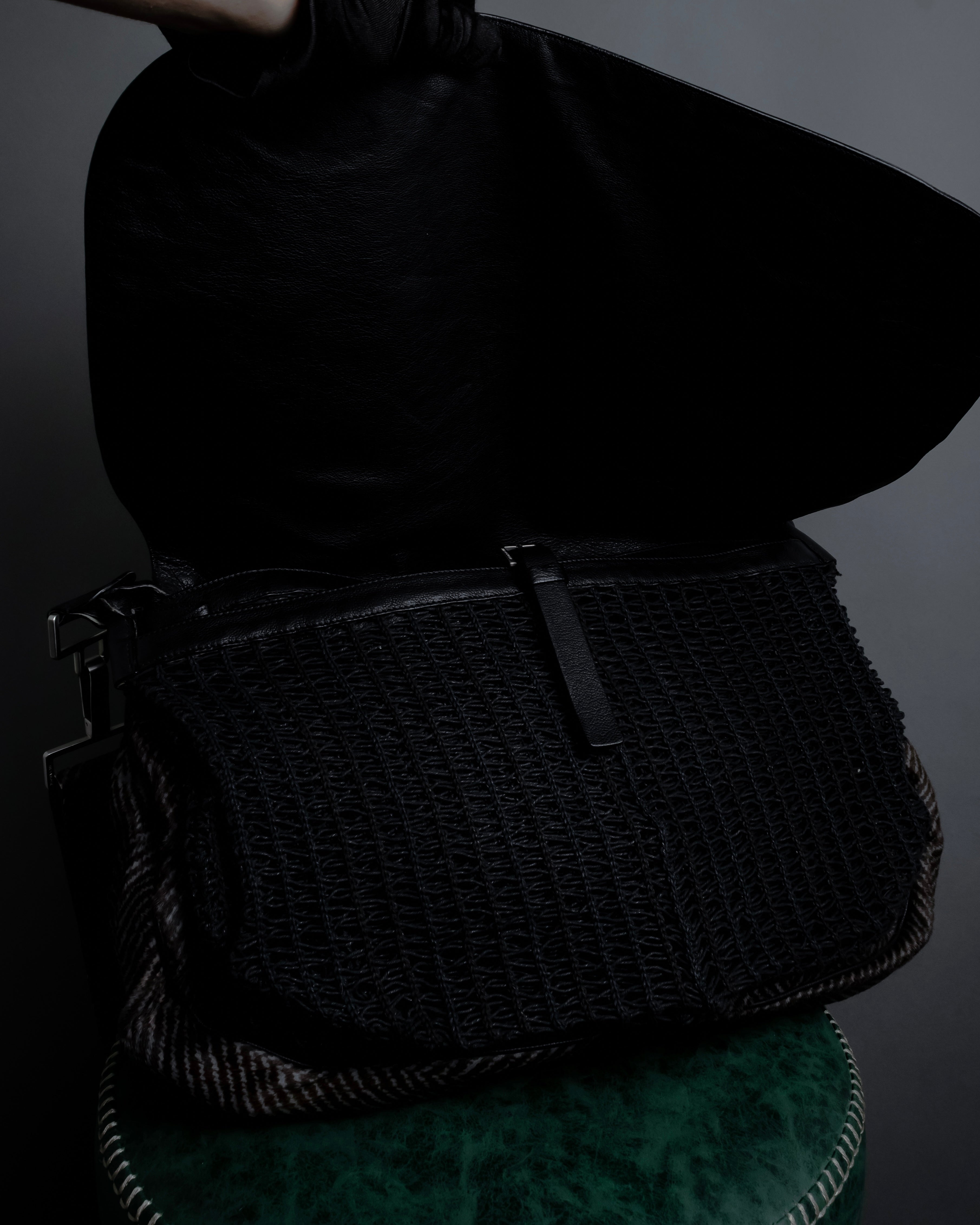 "JIL SANDER" Large flap design Harako leather shoulder bag