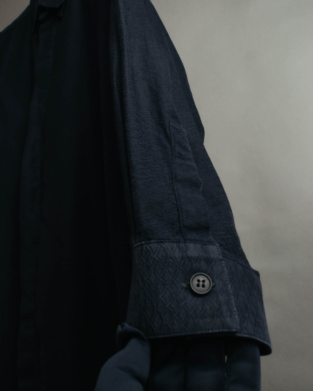 "GIANNI VERSACE" 80's-90's Dark jacquard long sleeve shirt