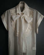 -SPECIAL- “VALENTINO ROMA” 2000’s sheer bow tie ruffled blouse