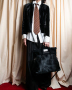 "GIORGIO ARMANI" Double line stripe pattern silk necktie