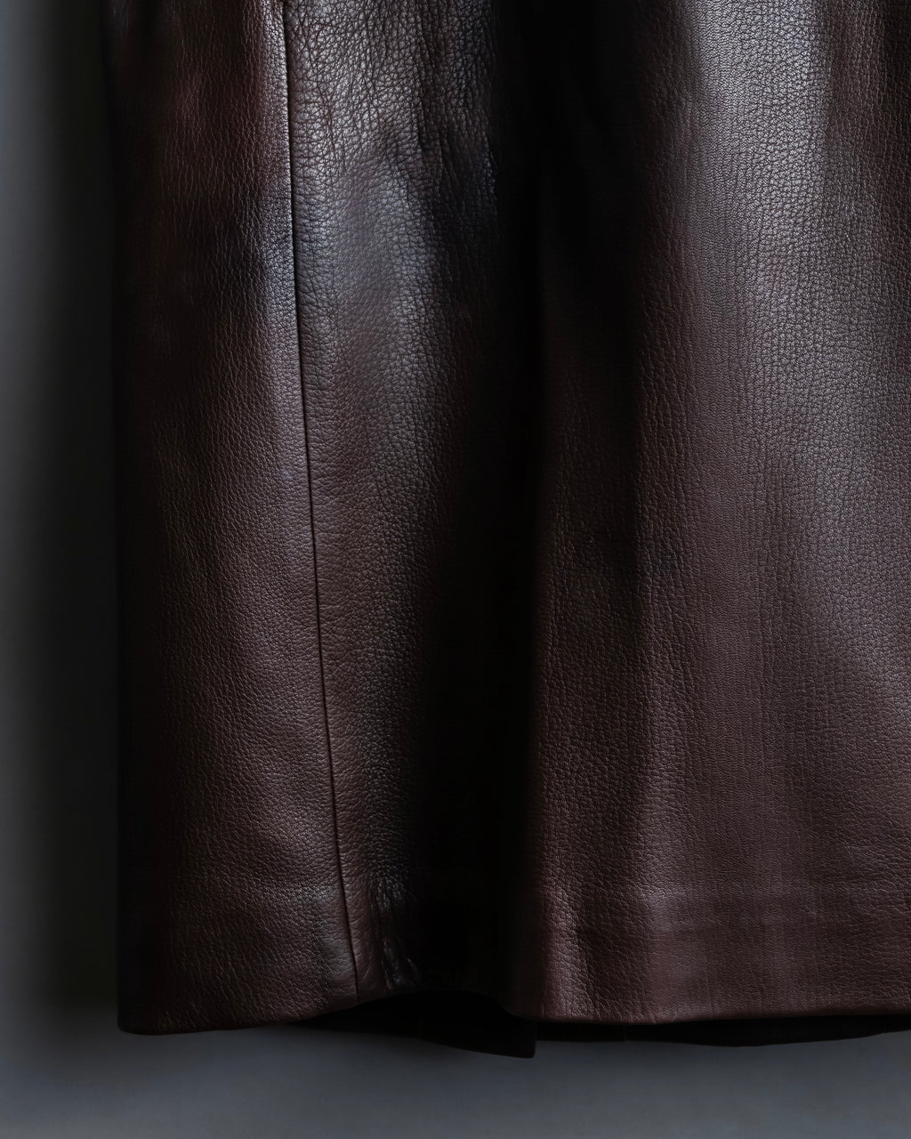 "Hermes by Gaultier" Round Pocket Wine Red Leather Skirt