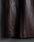 "Hermes by Gaultier" Round Pocket Wine Red Leather Skirt
