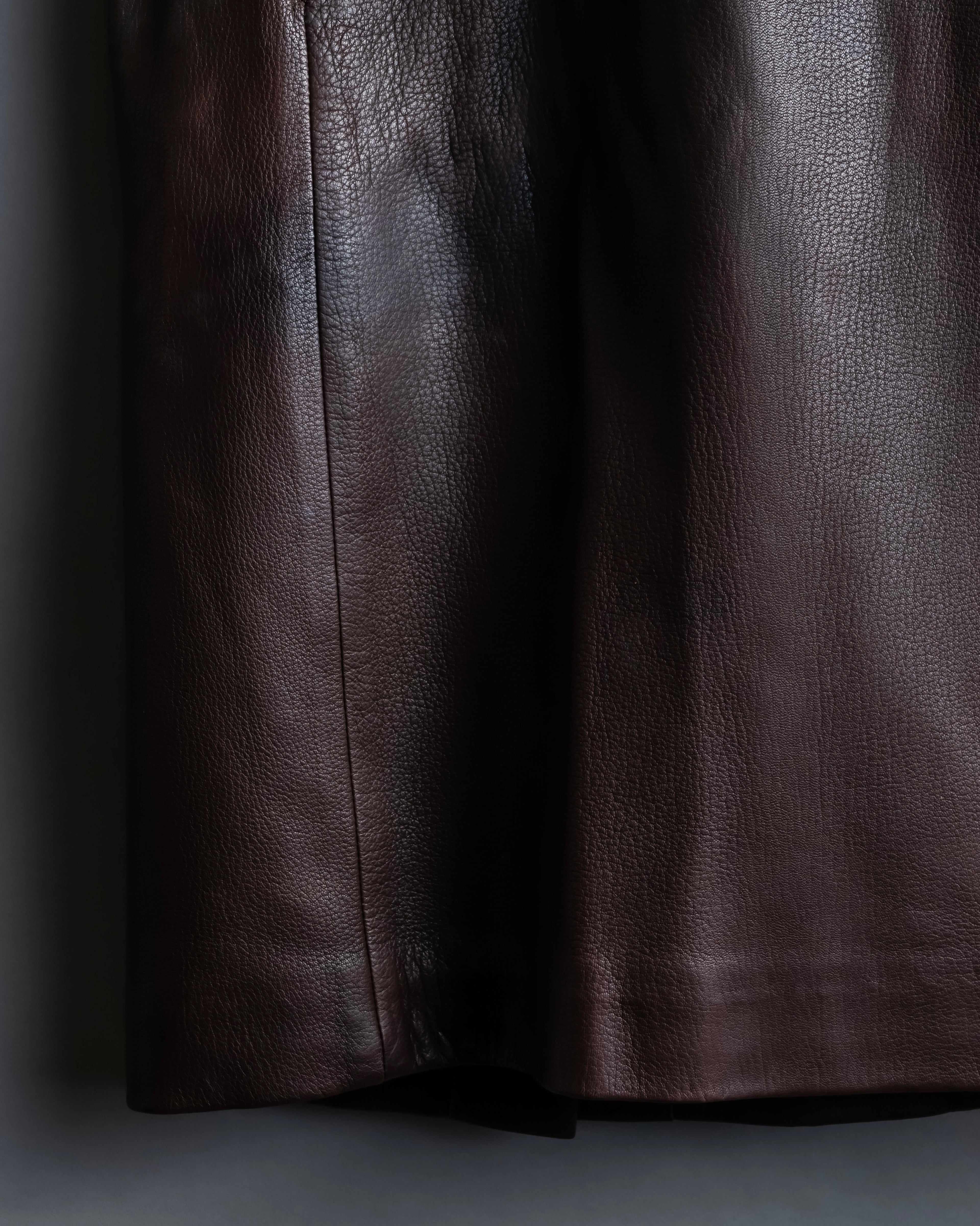 "Hermes by Gaultier" Round Pocket Wine Red Leather Skirt