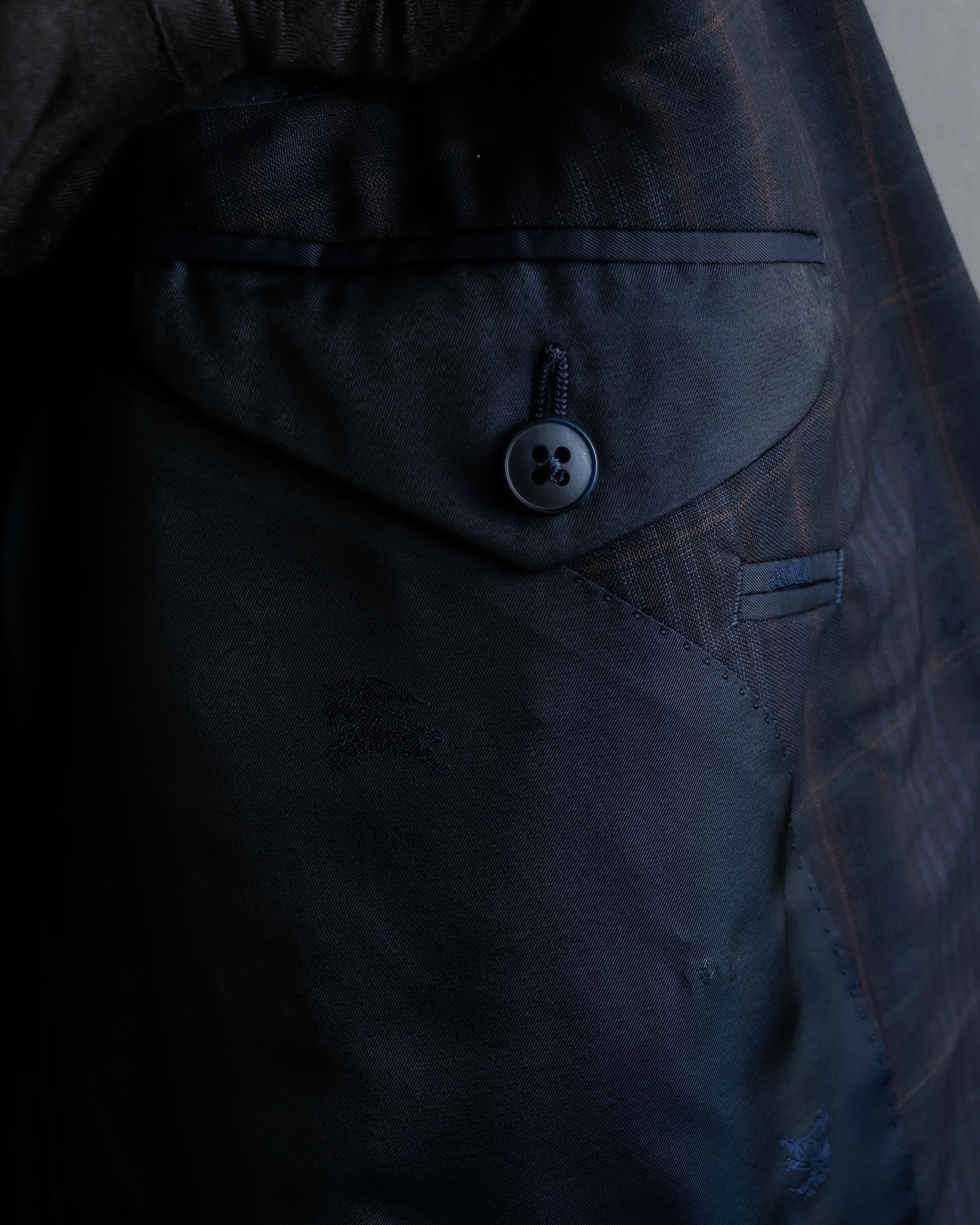 "BURBERRYS" Micro check pattern metal button blazer