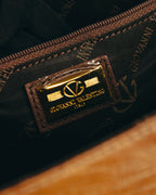 “GIOVANNI VALENTINO” Structured ostrich top handle bag