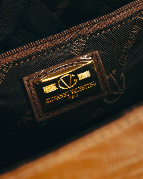 “GIOVANNI VALENTINO” Structured ostrich top handle bag