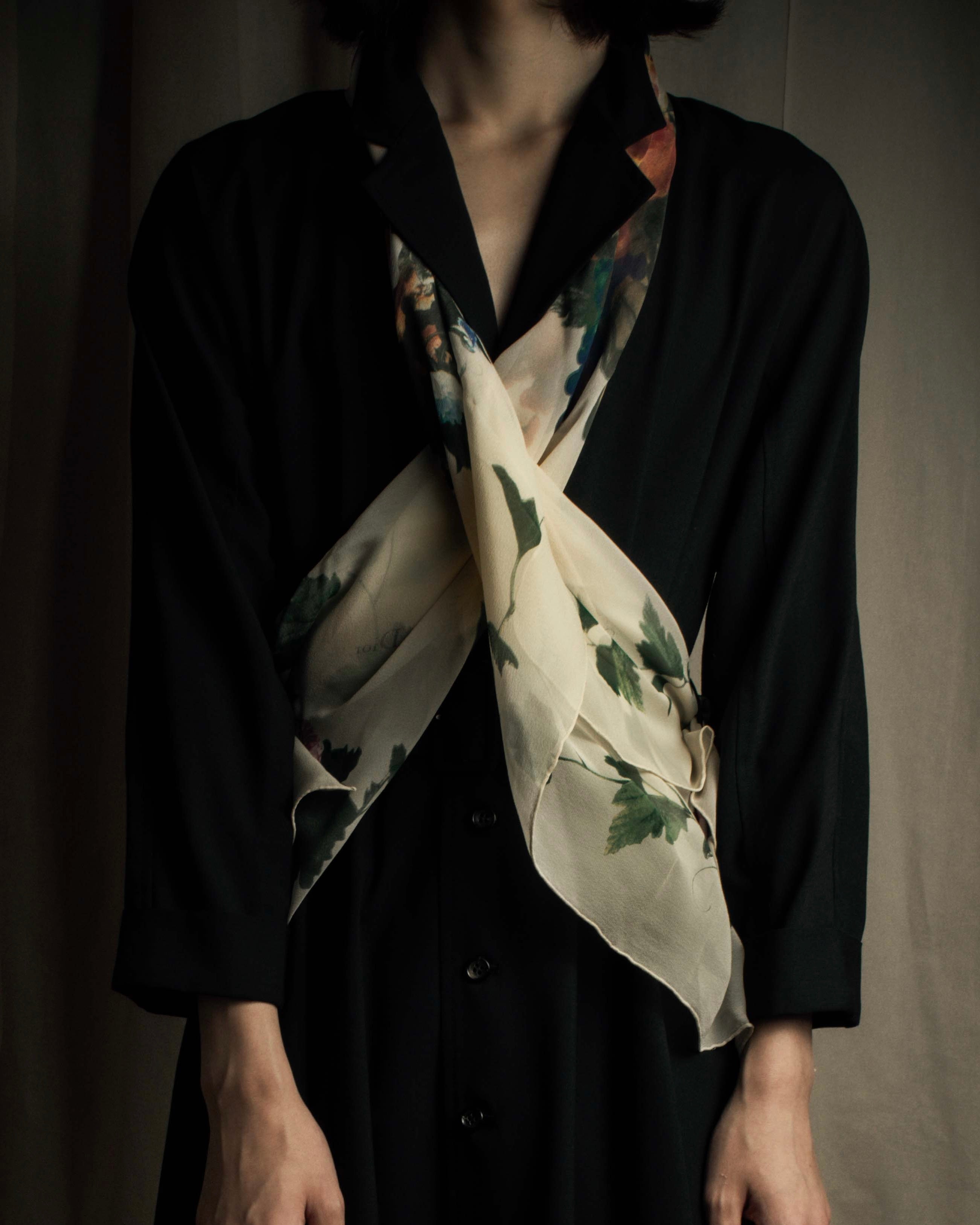 "Christian Dior" Wreath floral design silk scarf