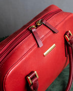 "BURBERRY" Bright red square silhouette leather handbag