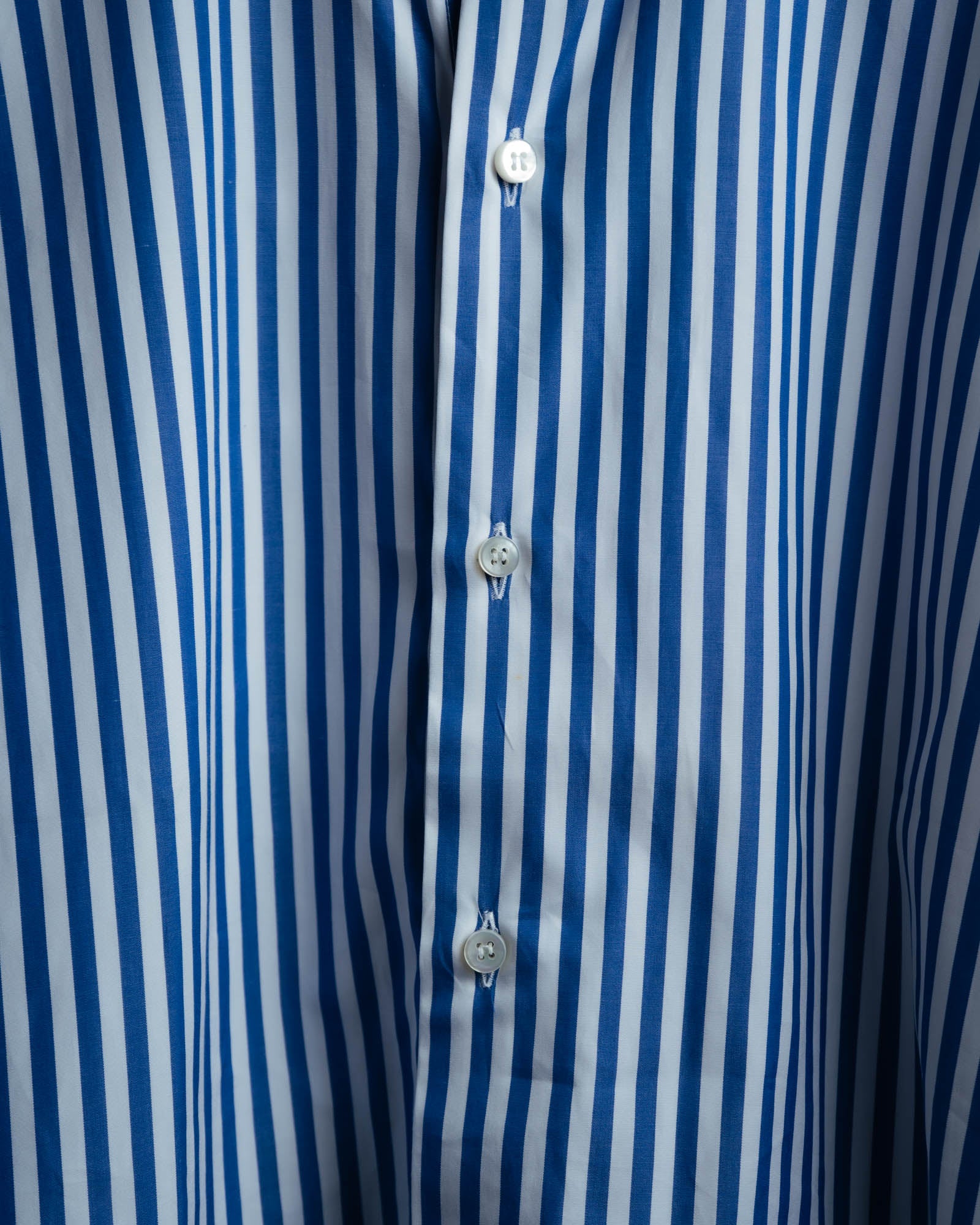 -MOOD MILLÉSIMES- 90’s-00’s vivid blue stripe wide-spread collar shirt