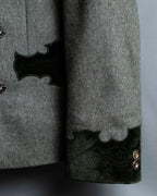 Vintage velor switching Tyrolean tailored jacket