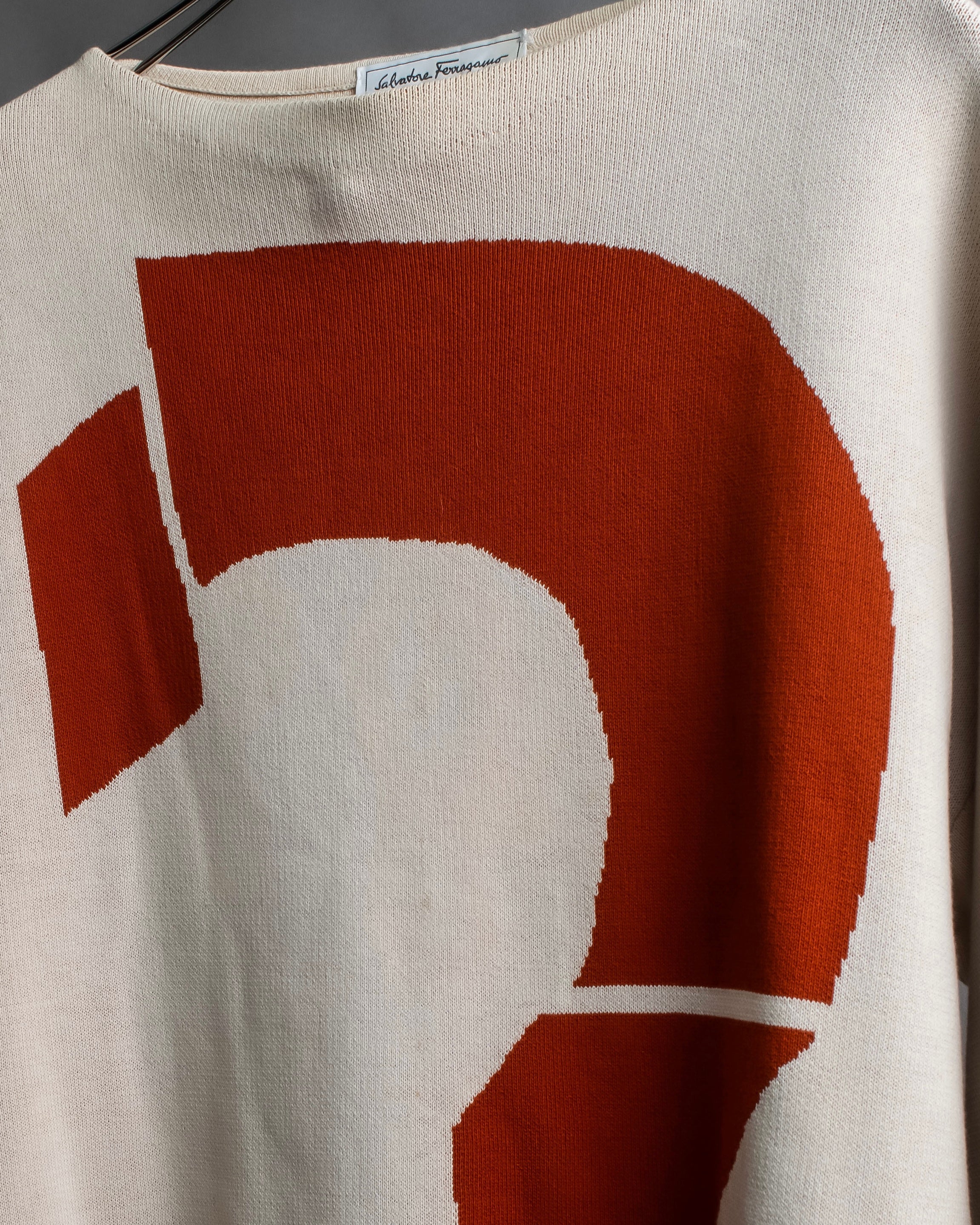 "Salvatore Ferragamo" 2 numbering graphic design intarsia knit