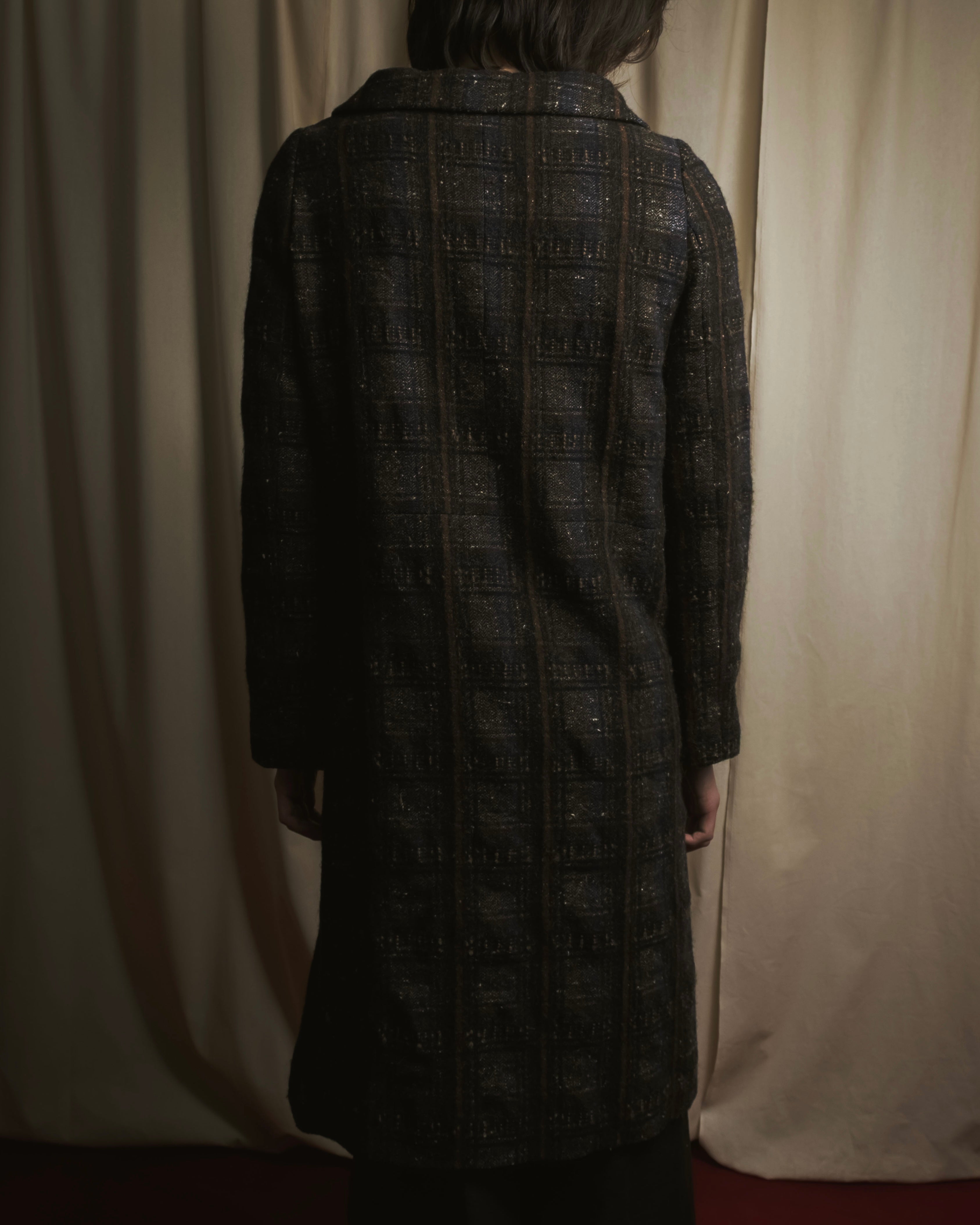 Abrigo de mezcla de lana con cuadros texturizados de los años 90-00 de "MARNI"