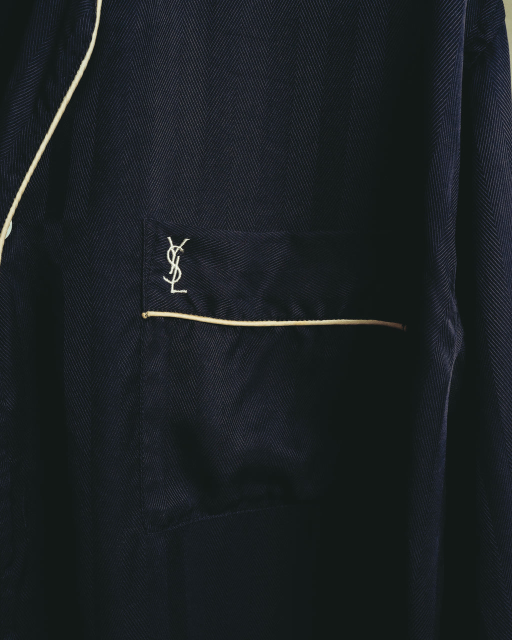 "Yves Saint Laurent" 90's-00's Herringbone silk pajama shirt