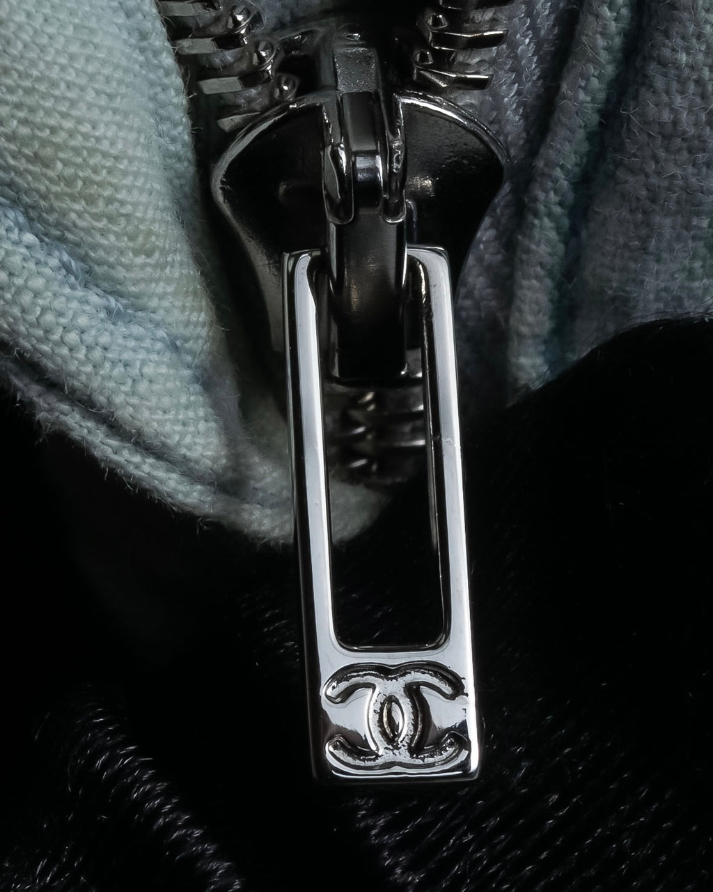 "CHANEL" Coco Mark button detail washed flared denim