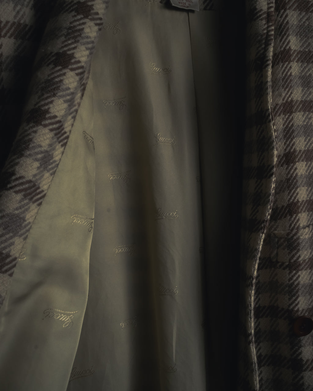 "GUCCI" 80’s checked wool shawl collar jacket