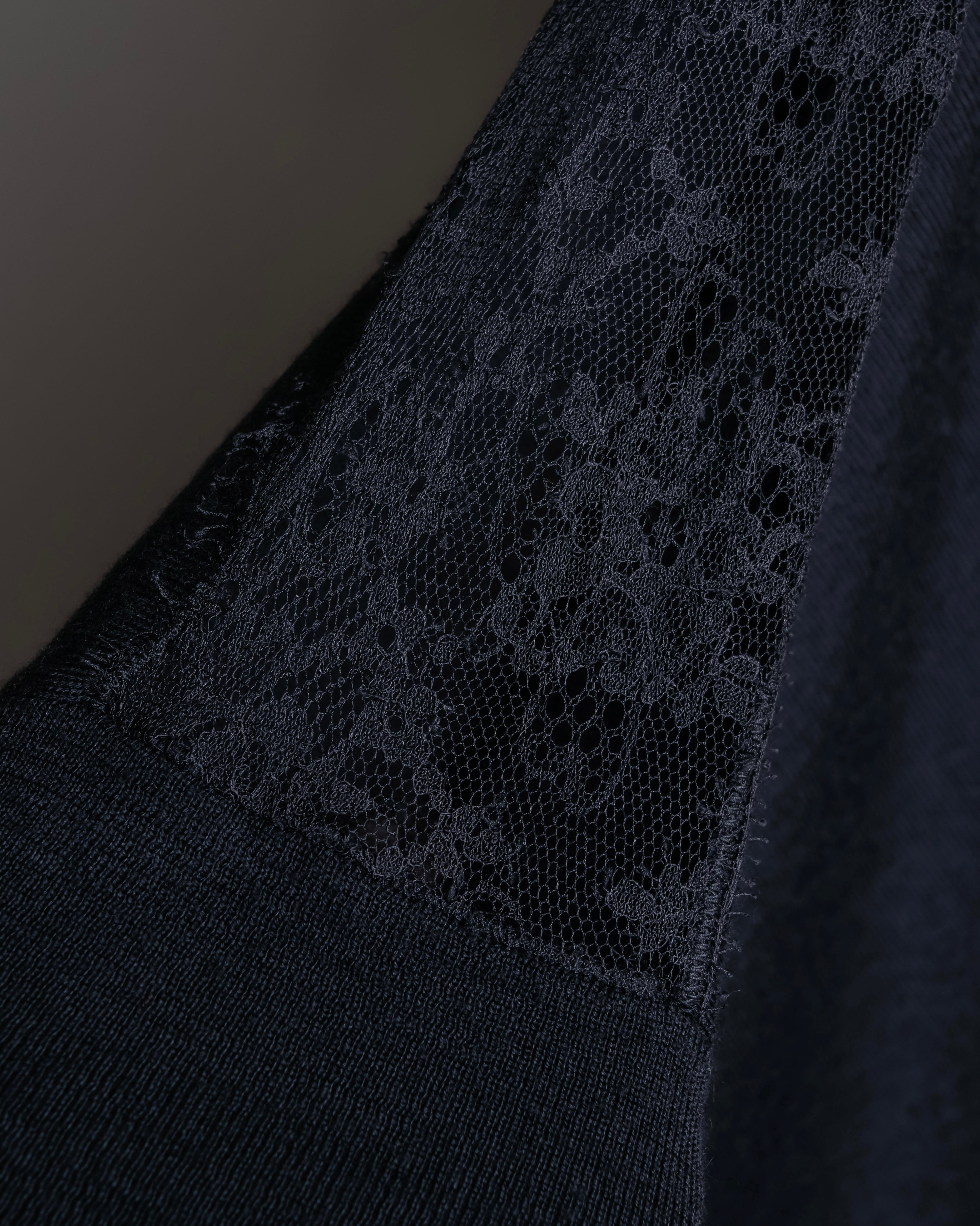 "VALENTINO" Lace switching design turtleneck knit pullover