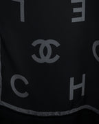 "CHANEL" Typography logo engraved large scarf