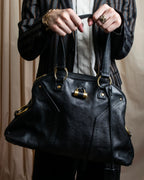 "YVES SAINT LAURENT" Gold parts design Muse toe leather bag