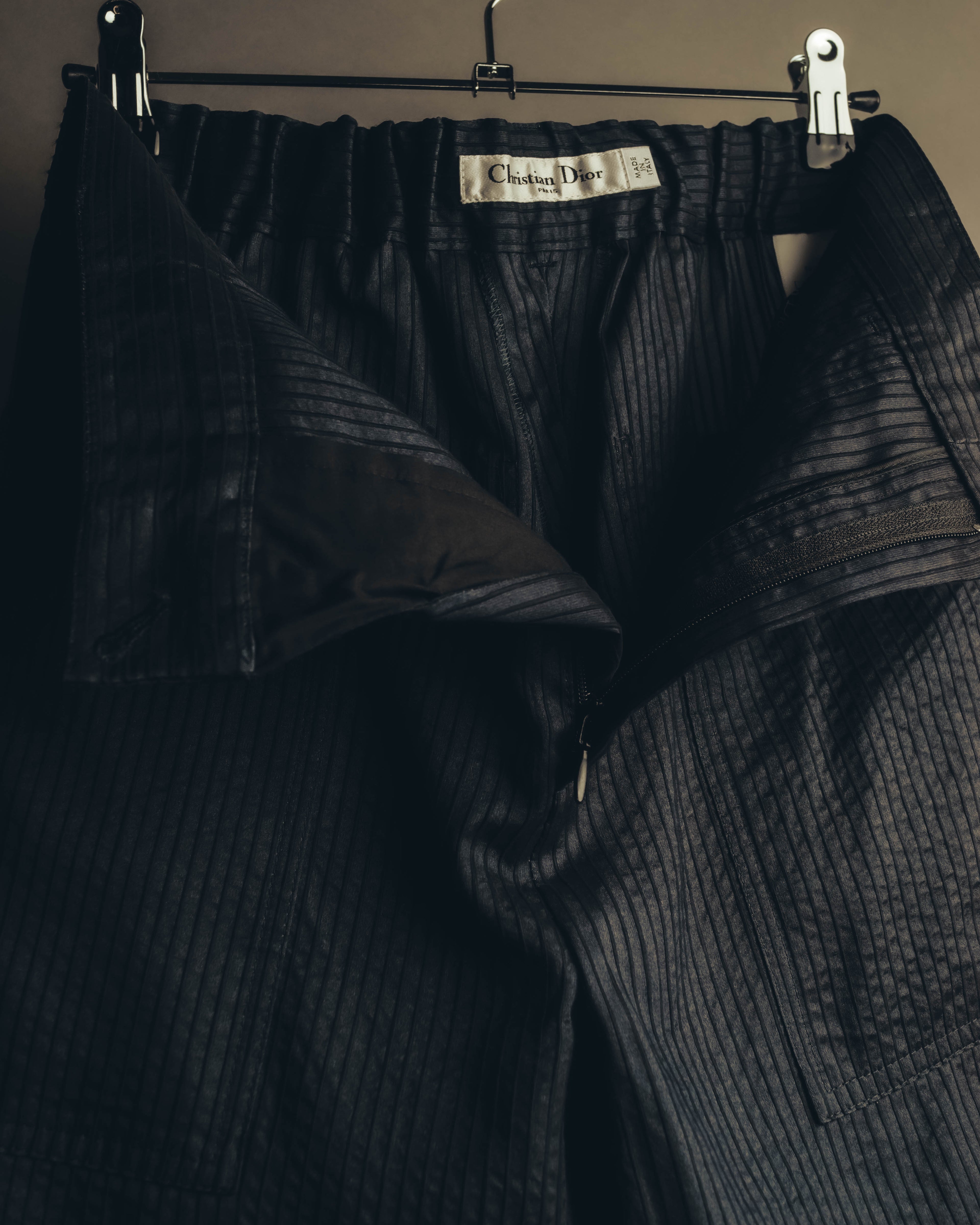 "Christian Dior" 20's Sheer striped silk cotton wide-leg trousers