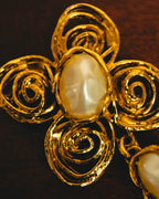 "Yves Saint Laurent" 80's-90's Baroque faux pearl brooch