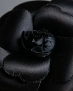 "CHANEL" Black camellia motif brooch