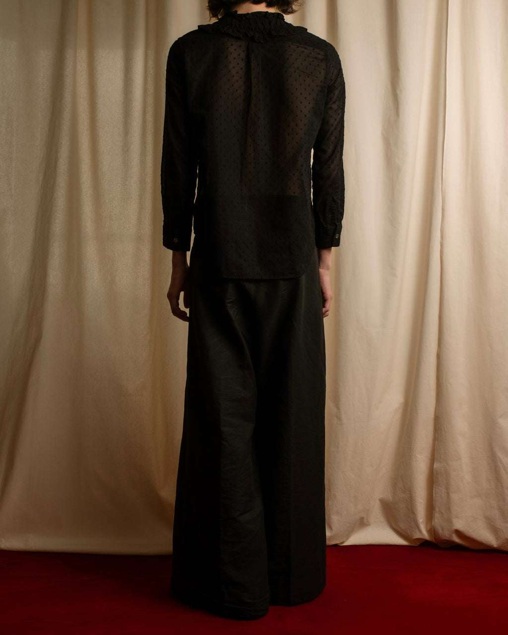 "tricot COMME des GARCONS"  80's Tiered ruffle design, dotted sheer blouse