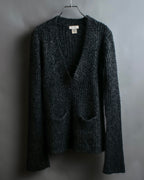 "Vintage deep V-neck fuzzy knit pullover"