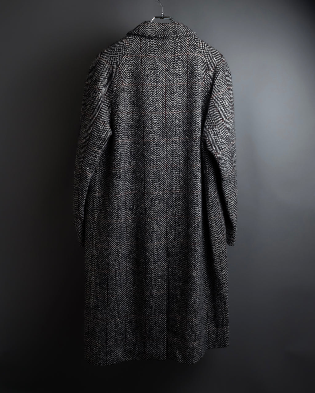 "BURBERRYS" British tweed fly front stand collar coat