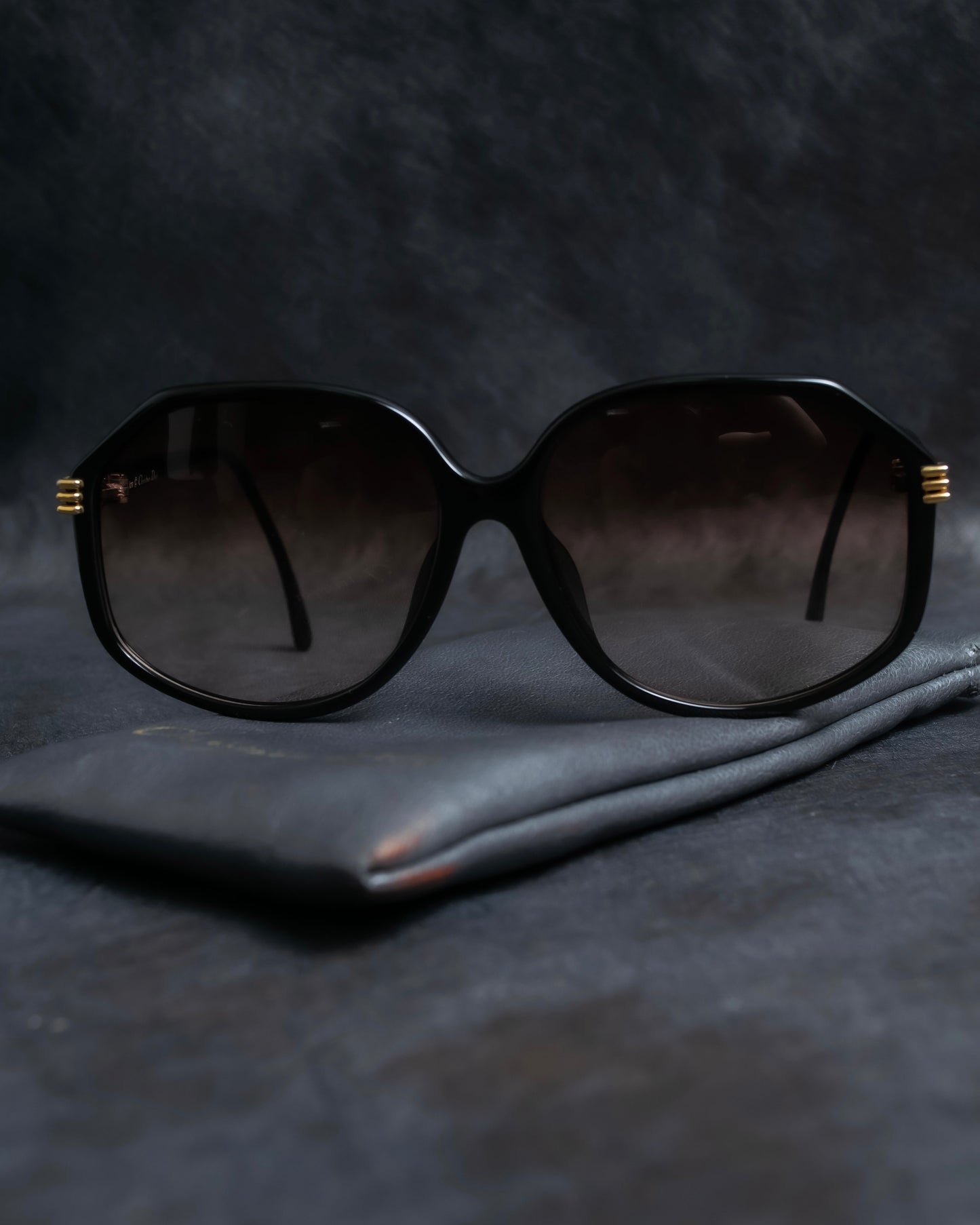 "Christian Dior" Hexagonal frame black sunglasses