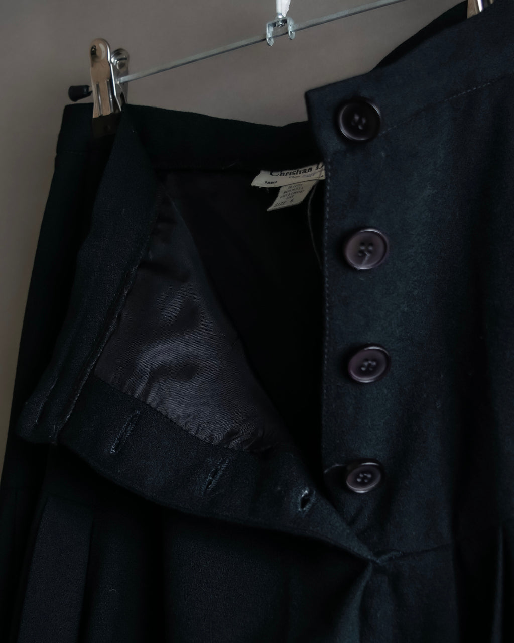 "Christian Dior" Wool draped pleated flared skirt