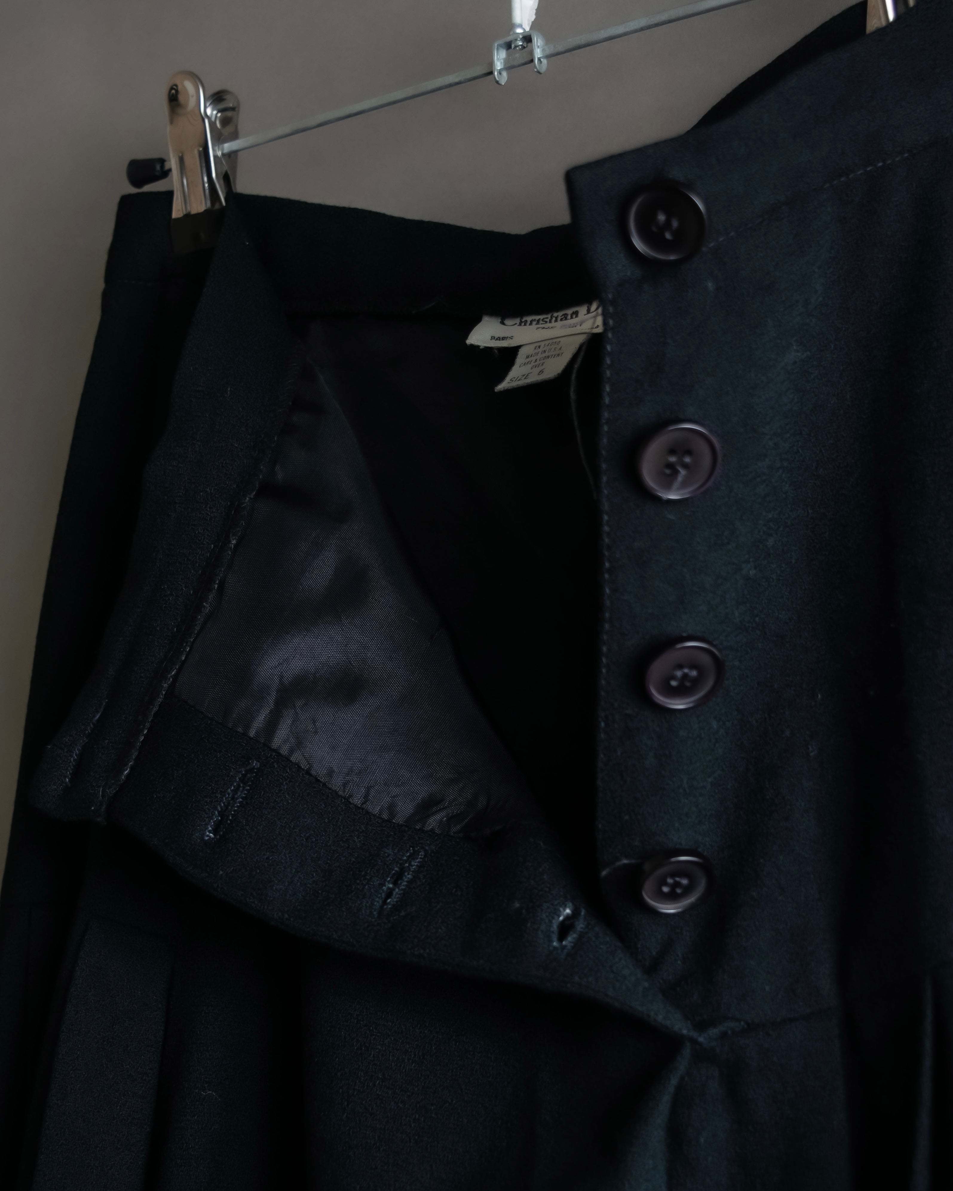 "Christian Dior" Wool draped pleated flared skirt