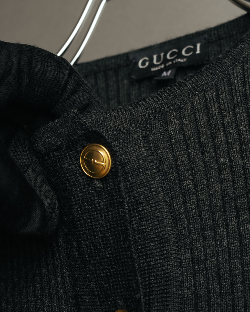 “GUCCI” 90’s-00’s Ribbed knit cardigan with gold buttons