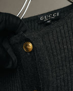 “GUCCI” 90’s-00’s Ribbed knit cardigan with gold buttons