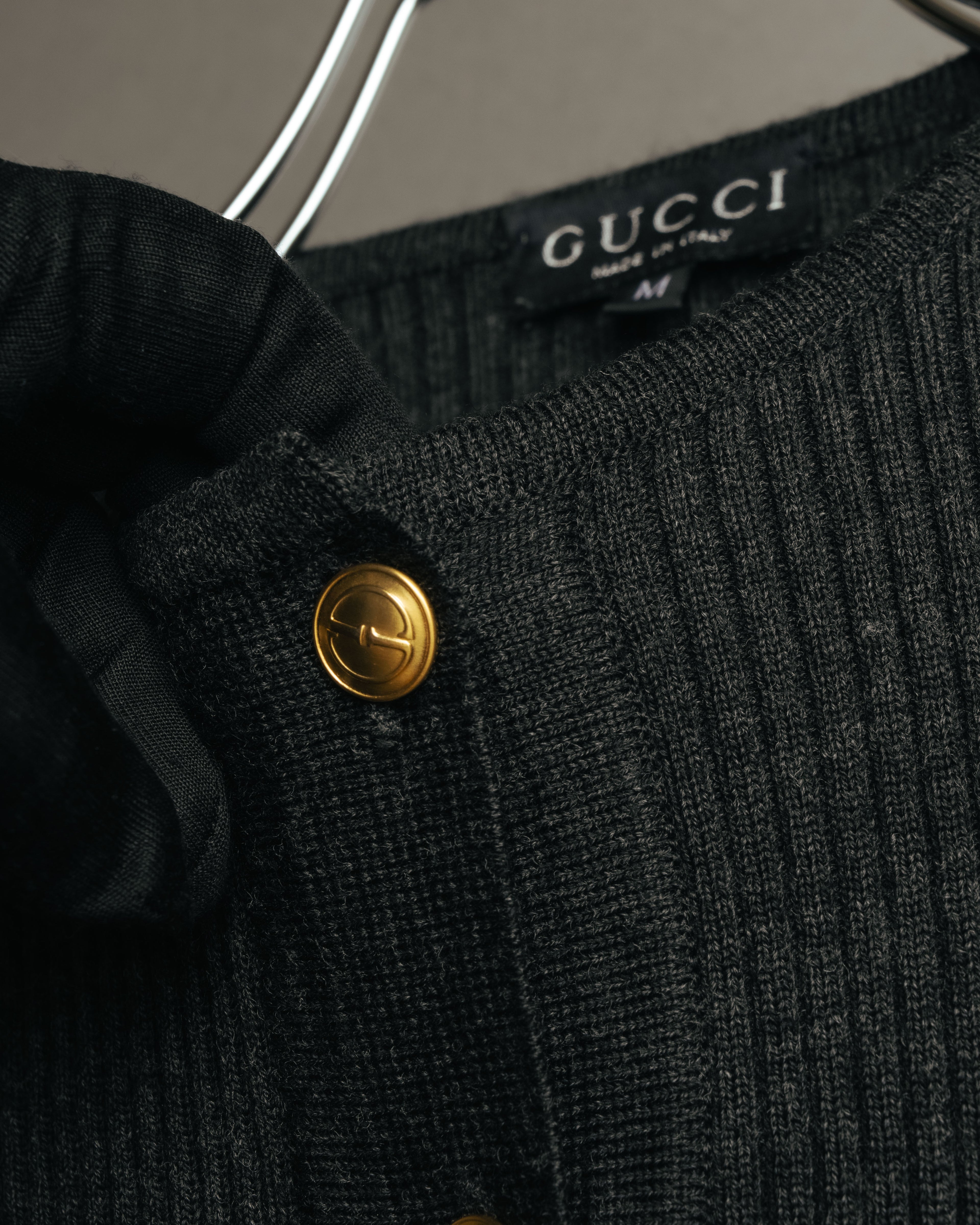“GUCCI” 90’s-00’s Ribbed knit cardigan with gold buttons