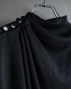 "LANVIN" Asymmetrical shoulder button design long dress