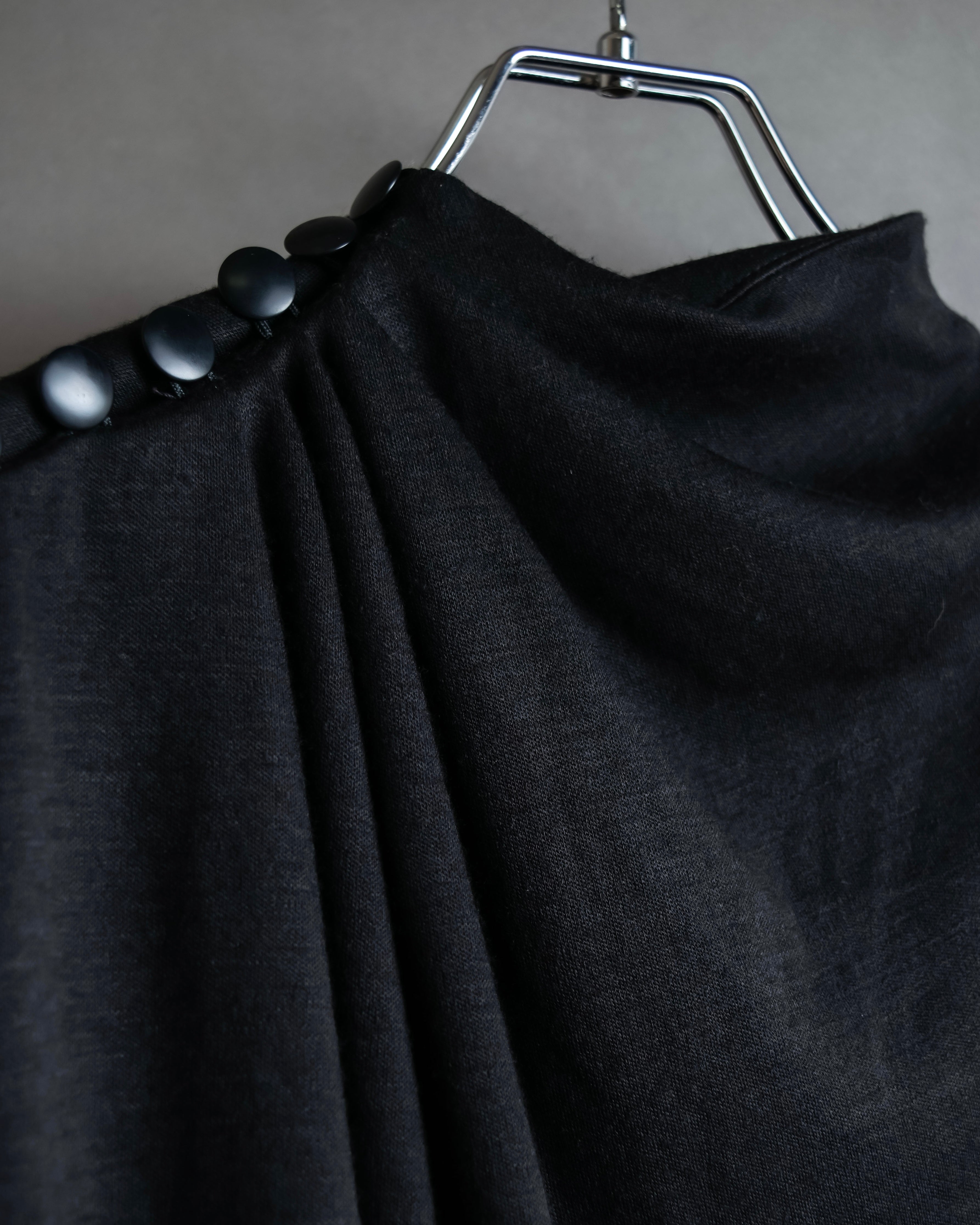 "LANVIN" Asymmetrical shoulder button design long dress