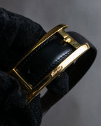 "Cartier" Gold metal buckle design leather belt