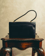 -SPECIAL- “HERMÈS” 50’s-60’s sculptural oval clasp midnight navy leather handbag