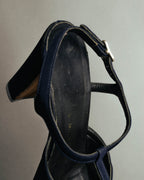 "PRADA" 90's-00's Dark navy t-strap pumps