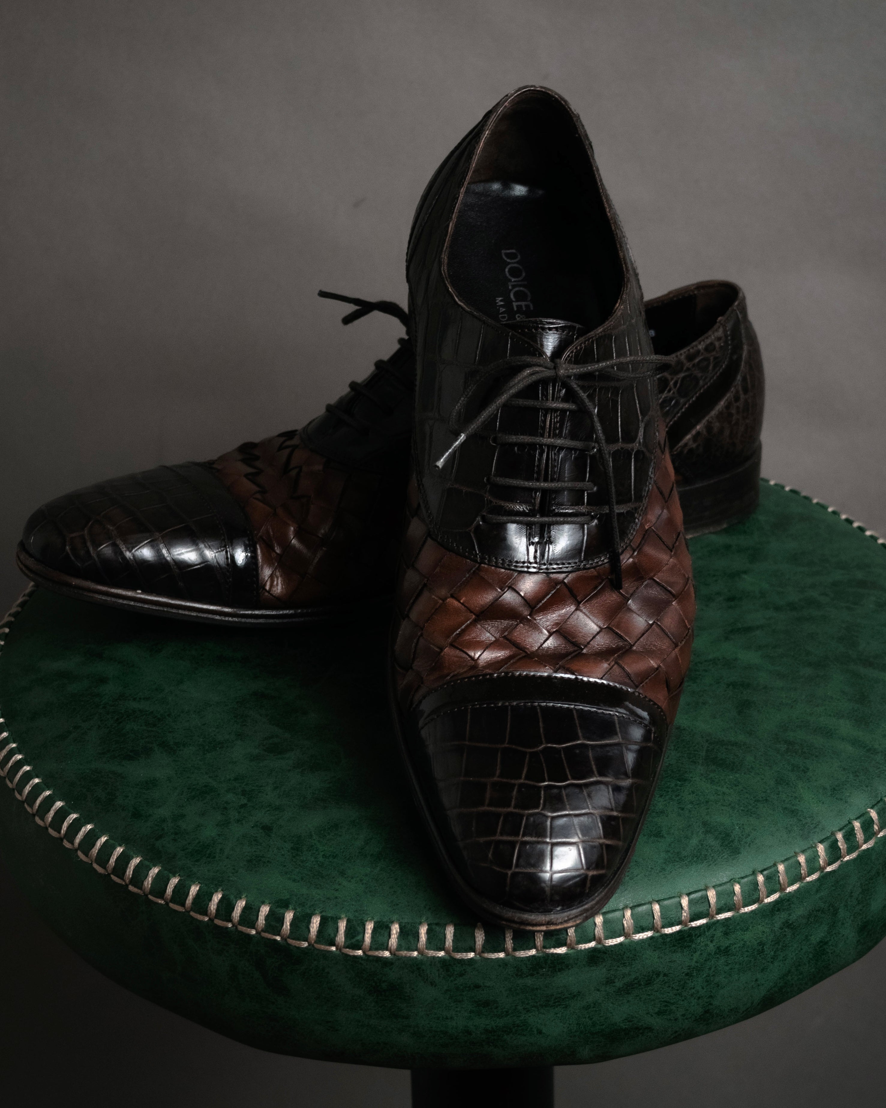 “DOLCE&GABBANA” 2008–2014 Exotic leather and intrecciato oxford shoes