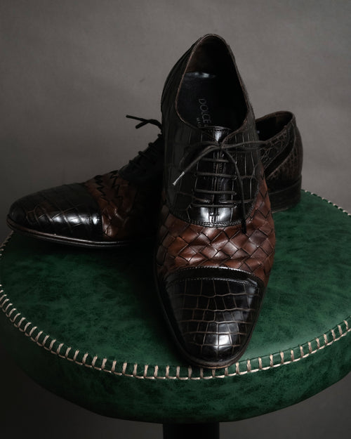 “DOLCE&GABBANA” 2008–2014 Exotic leather and intrecciato oxford shoes