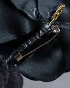 "CHANEL" Black camellia motif brooch