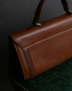 "BURBERRYS" Horizontal design camel grained leather bag