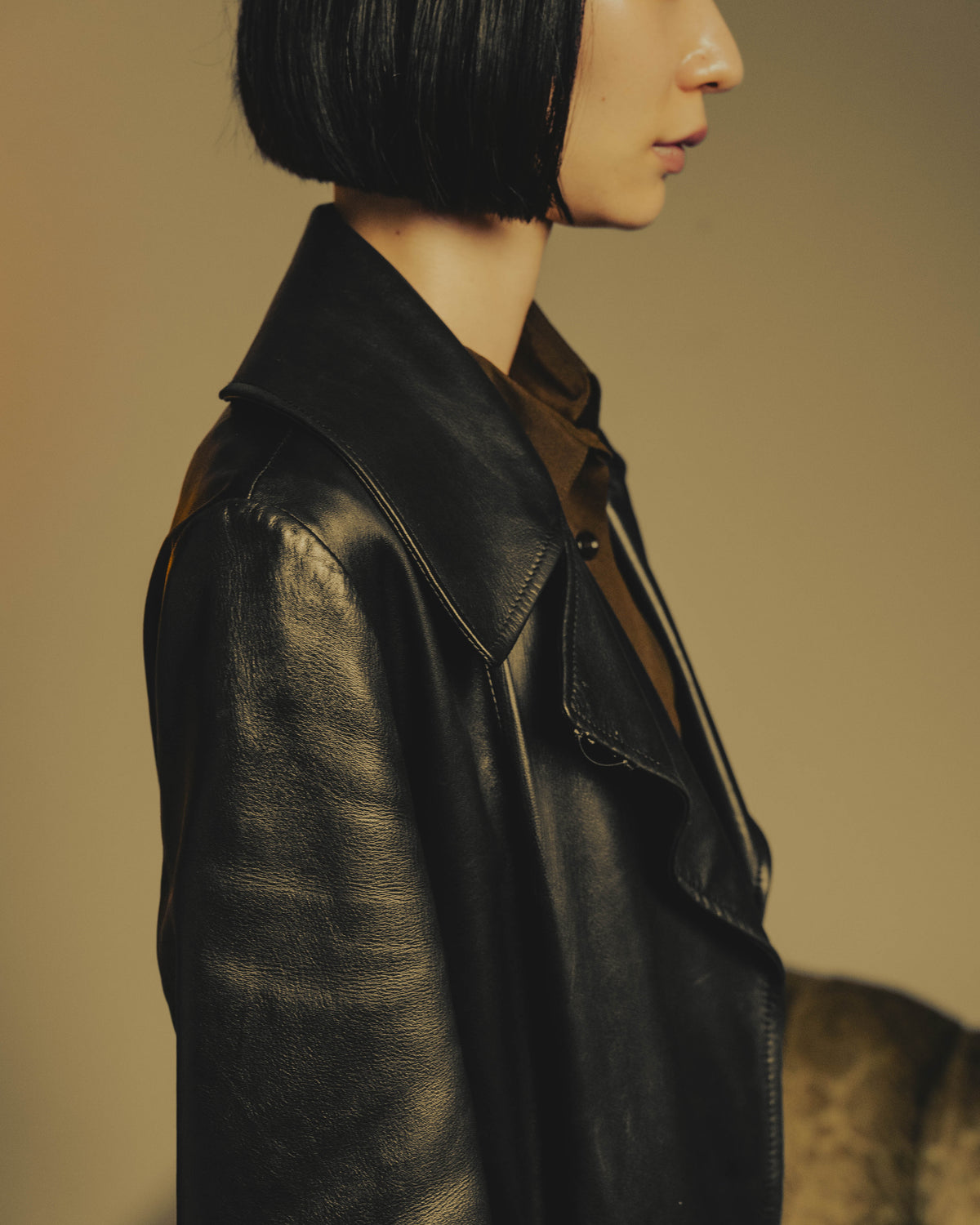 -SPECIAL- "BOTTEGA VENETA" 80's-00's Belted leather coat