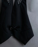 "LOUIS VUITTON" Leather tape cross knit detail vest