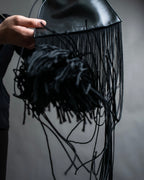 “JIL SANDER” Fringe detail flat drawstring shoulder bag