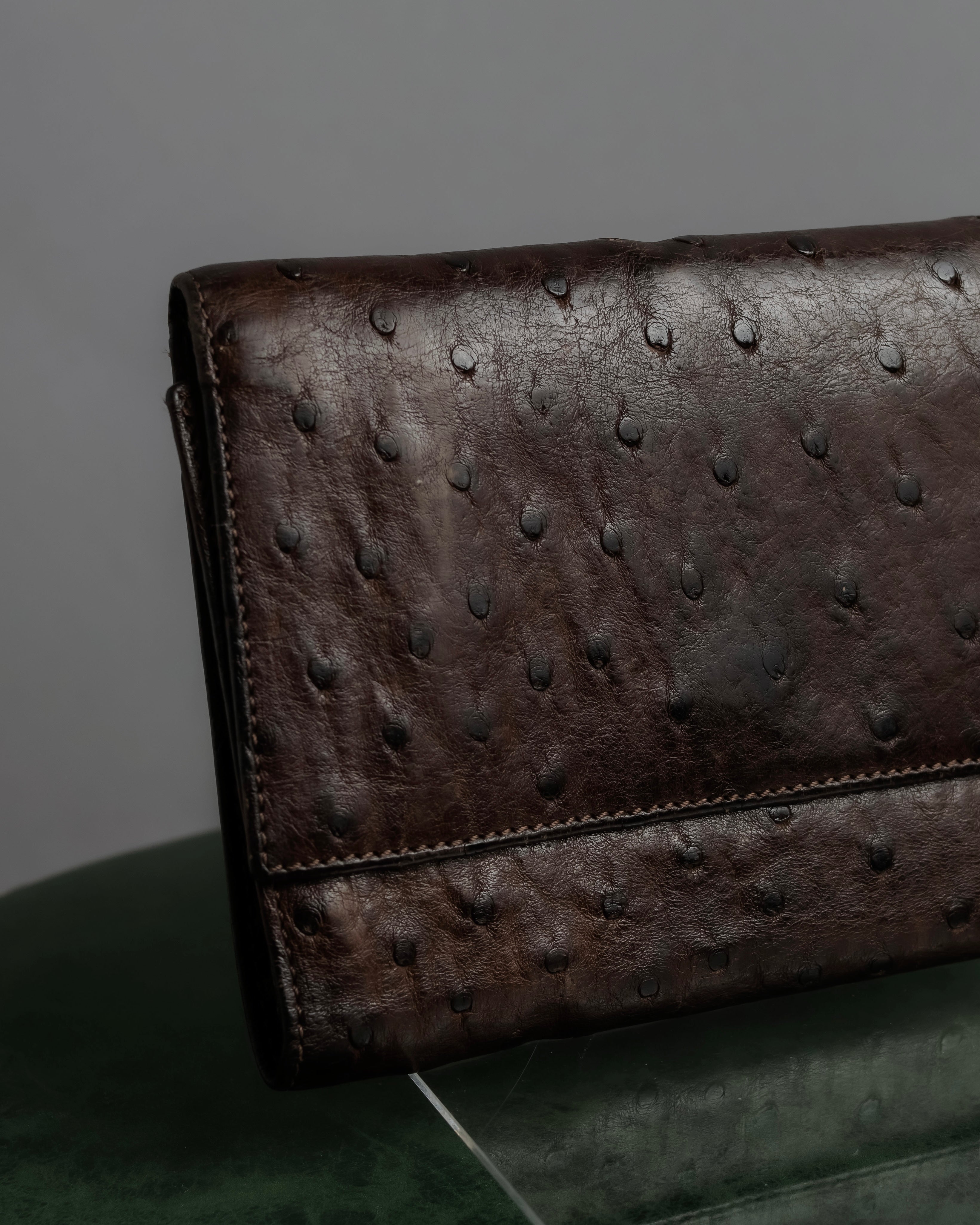 "LOEWE" Ostrich leather bi-fold wallet
