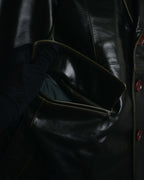 "KATHARINE HAMNETT LONDON"
90’s-00’s Panel-constructed  ever green leather tailored blazer